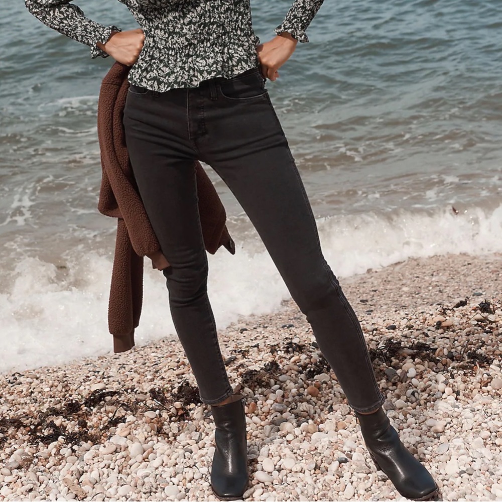 NWT Madewell Petite 10" High-Rise Skinny Jeans in Starkey Wash (Faded Black) 27P